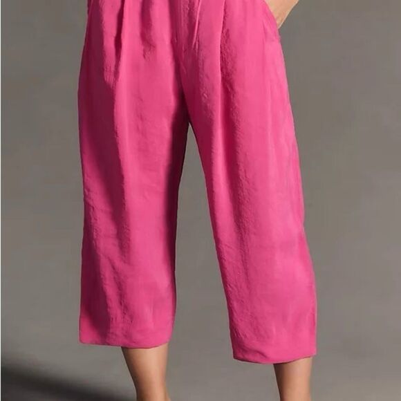 By Anthropologie | Cropped Pleated Trousers Pink Pants - Picture 7 of 11